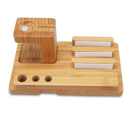 التفاح ووتش الوقوف الخشب محطة شحن، الخيزران حامل مكتب حامل ل فون إيواتش و باد